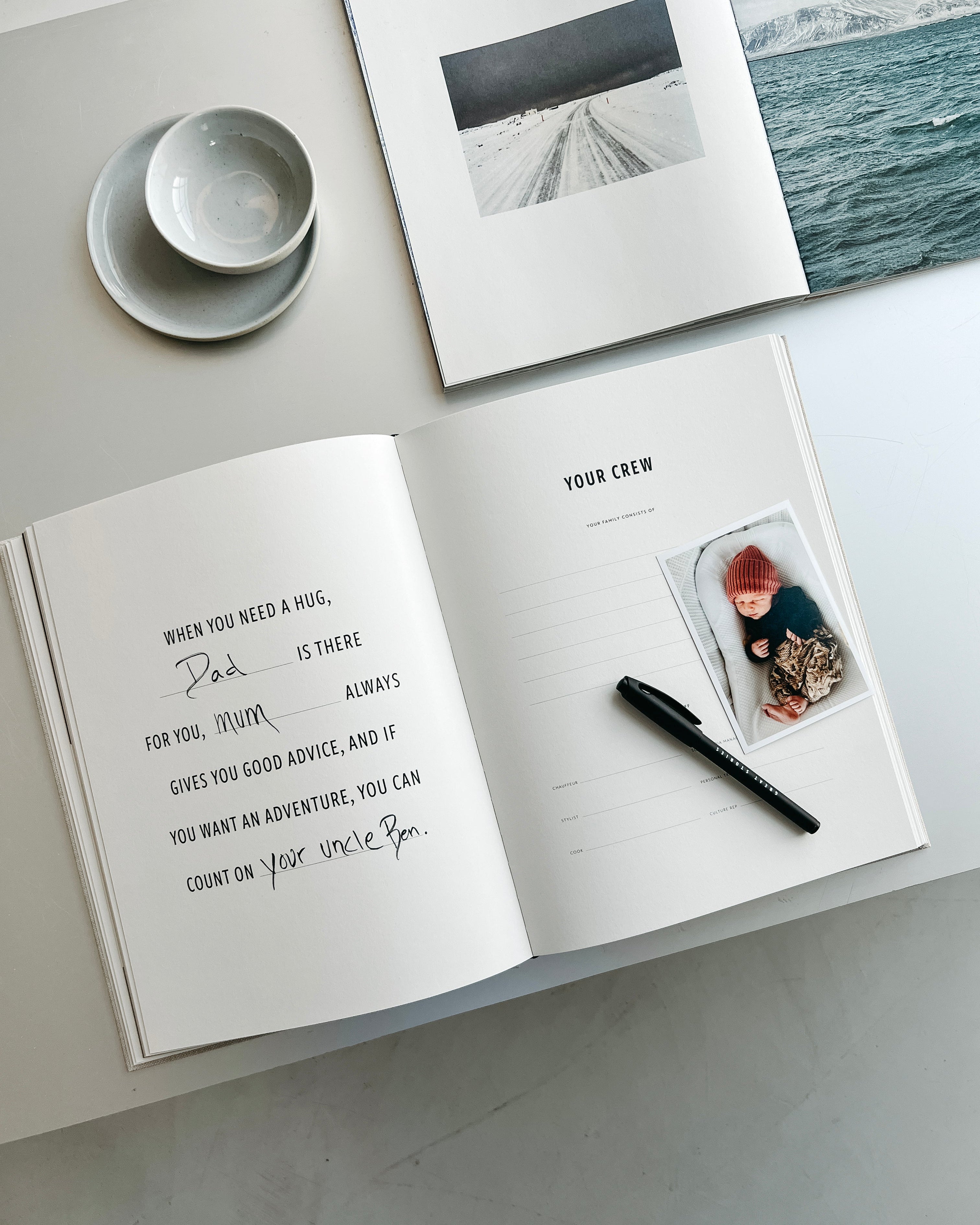 This is a memory book which stretches from pregnancy to those first days at school. Stylish and made to last a lifetime, it's the perfect centrepiece for your home now and for years to come.